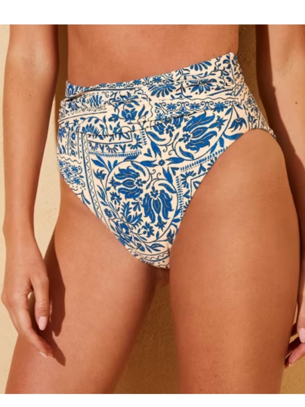 Shade & Shore Women’s tile print high waist medium coverage bottoms